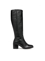 Geox Kozaki D New Asheel D46FSA 00043 C9999 Czarny. Czarne kozaki damskie Geox, bez wzorów, ze skóry, bez obcasa, na słupku, bez zapięcia. Za 899.99 zł.