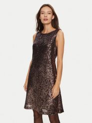 DKNY Sukienka koktajlowa DD4HZB44 Brązowy Slim Fit. Brązowe sukienki damskie DKNY, bez wzorów, z syntetyku, wizytowe, bez kołnierzyka, bez ramiączek. Za 499.99 zł.