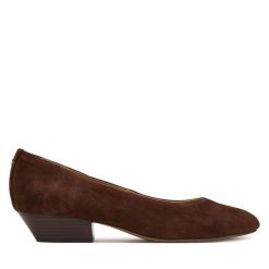 Czółenka LAUREN RALPH LAUREN. Brązowe czółenka damskie Lauren Ralph Lauren, bez wzorów, bez obcasa, bez zapięcia. Za 729.99 zł.