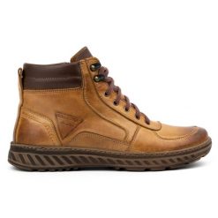 Olivier Buty zimowe męskie trzewiki skórzane 950MP rude brązowe. Brązowe botki męskie na zimę, bez wzorów, bez obcasa, bez zapięcia. Za 484.00 zł.