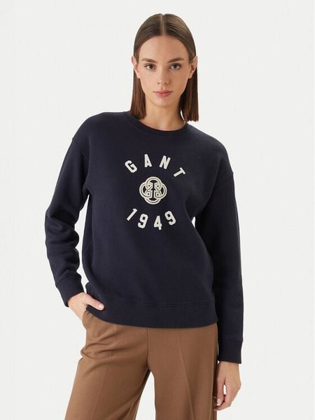 Gant Bluza 4201485 Granatowy Regular Fit. Niebieskie bluzy damskie GANT, l, bez wzorów, z bawełny, bez ramiączek, bez kaptura. Za 389.99 zł.