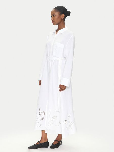 Tommy Hilfiger Sukienka koszulowa WW0WW45939 Biały Loose Fit. Białe sukienki damskie Tommy Hilfiger, bez wzorów, z wiskozy, bez kołnierzyka, bez ramiączek, koszulowe. Za 589.99 zł.