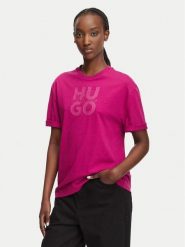 HUGO T-Shirt Dashire_5 50566678 Różowy ciemny Relaxed Fit. Czerwone t-shirty damskie Hugo, xs, bez wzorów, z bawełny, bez kołnierzyka, bez ramiączek. Za 214.99 zł.