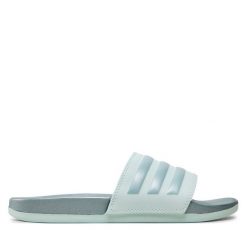 Klapki adidas. Zielone klapki damskie Adidas, bez wzorów, bez obcasa, bez zapięcia. Za 199.99 zł.