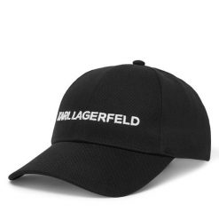 Czapka z daszkiem KARL LAGERFELD. Czarne czapki damskie KARL LAGERFELD, bez wzorów. Za 299.99 zł.