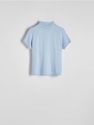 Sweter z wiskozą - jasnoniebieski. Niebieskie swetry nierozpinane damskie Reserved, l, bez wzorów, z dzianiny, bez kołnierzyka, bez ramiączek. W wyprzedaży za 49.99 zł.