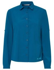 Koszula podróżnicza damska Vaude Rosemoor LS Shirt IV. Niebieskie koszule damskie Vaude, s, bez wzorów, z materiału, bez kołnierzyka, bez ramiączek. Za 376.95 zł.