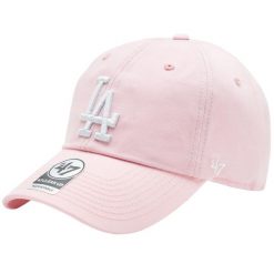 Czapka z daszkiem damska 47 Brand Los Angeles Dodgers Clean Up Cap. Czerwone czapki damskie 47 Brand, bez wzorów, z bawełny, sportowe. Za 99.99 zł.