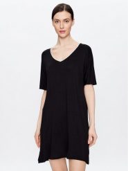 DKNY Koszula nocna YI2319330 Czarny Regular Fit. Czarne koszule nocne damskie DKNY, bez wzorów, z wiskozy, bez ramiączek. Za 209.99 zł.