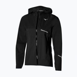 Kurtka do biegania damska Mizuno Waterproof 20K ER. Czarne kurtki sportowe damskie Mizuno, bez wzorów, bez ramiączek, bez kaptura, do biegania. Za 459.99 zł.
