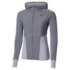 Damska bluza dresowa z kapturem Mizuno Active. Szare bluzy damskie Mizuno, bez wzorów, z dresówki, sportowe, bez ramiączek, z kapturem. Za 399.50 zł.