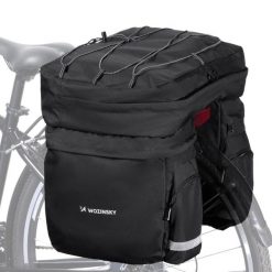 Torba rowerowa na bagażnik Wozinsky wodoodporna 60 L. Czarne torby podróżne damskie Wozinsky, bez wzorów, z materiału. Za 129.00 zł.