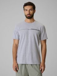 4F T-shirt regular z nadrukiem męski - szary S. Szare t-shirty męskie 4F, m, bez wzorów, z bawełny, bez kołnierzyka, bez ramiączek. Za 59.99 zł.