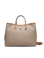 Tommy Hilfiger Torebka Th Monoplay Satchel AW0AW19173 Beżowy. Brązowe shopperki damskie Tommy Hilfiger, bez wzorów, ze skóry, bez dodatków. Za 899.99 zł.