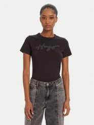HUGO T-Shirt Deloris 50532137 Czarny Regular Fit. Czarne t-shirty damskie Hugo, xxl, bez wzorów, z bawełny, bez kołnierzyka, bez ramiączek. Za 249.99 zł.