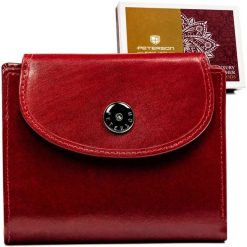 Portfel damski ze skóry naturalnej w czerwonym kolorze zamykany na zatrzask - Peterson. Czerwone portfele damskie Peterson, ze skóry. Za 99.00 zł.