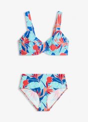 Bikini minimizer (2 części) na szerokich ramiączkach. Niebieskie bikini bonprix, bez wzorów. Za 147.99 zł.