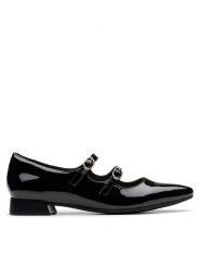 Clarks Półbuty Natalyn Lane 26181930 Czarny. Czarne półbuty damskie Clarks, bez wzorów, ze skóry, bez obcasa, na płaskiej podeszwie, bez zapięcia. Za 199.99 zł.