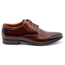 Olivier Buty wizytowe 481 brązowe. Brązowe buty wizytowe męskie bez wzorów, z jeansu, bez obcasa, bez zapięcia. Za 367.89 zł.