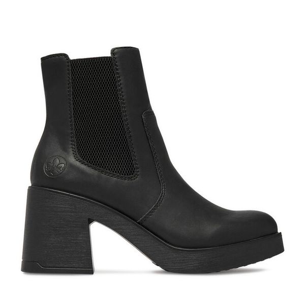 Botki Rieker. Czarne botki męskie Rieker, bez wzorów, bez obcasa, bez zapięcia. Za 369.99 zł.