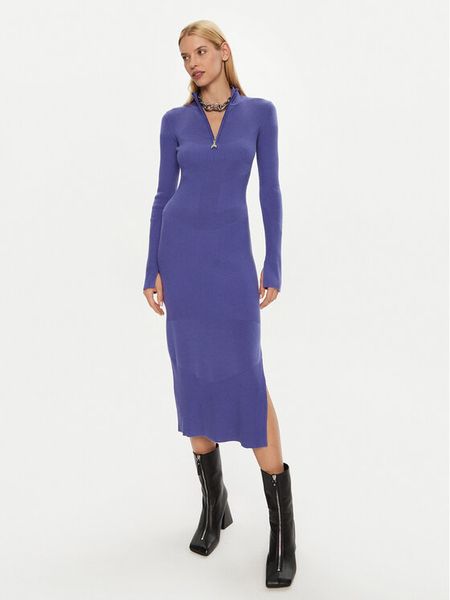 Patrizia Pepe Sukienka dzianinowa 2A2848/K214 -CA29 Niebieski Regular Fit. Niebieskie sukienki damskie Patrizia Pepe, bez wzorów, z dzianiny, bez kołnierzyka, bez ramiączek. Za 1,129.00 zł.