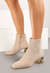 Ciemnobeżowe Botki Vices z Kryształkami na Obcasie Vortisha. Brązowe botki damskie Renee, na jesień, bez wzorów, eleganckie, bez obcasa, na obcasie, bez zapięcia. Za 159.99 zł.