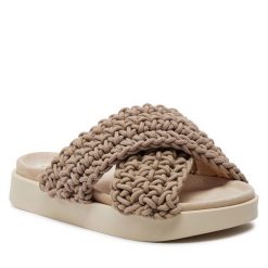 Klapki Inuikii. Brązowe klapki damskie Inuikii, bez wzorów, bez obcasa, bez zapięcia. Za 659.99 zł.