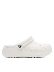 Crocs Klapki C-BAYA PLATFORM CLOG 208186-100 Biały. Białe klapki damskie Crocs, bez wzorów, z materiału, bez obcasa, bez zapięcia. Za 199.99 zł.
