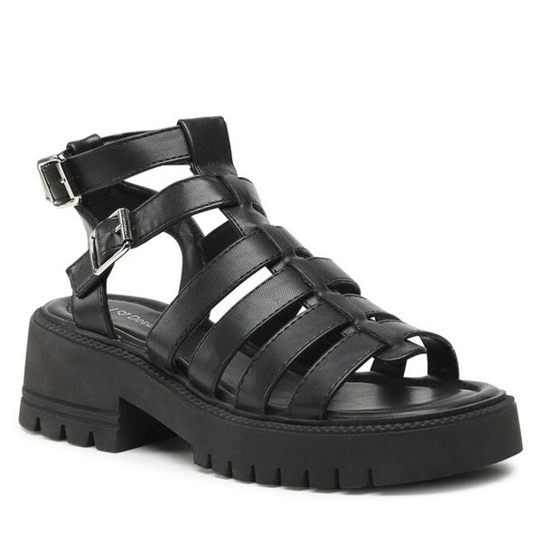 Szpilki DeeZee. Czarne sandały damskie DeeZee, bez wzorów, bez obcasa, na szpilce, bez zapięcia. Za 139.99 zł.