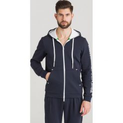 BLUZA Armani Exchange. Niebieskie bluzy męskie Armani Exchange, l, bez wzorów, z materiału, z kapturem. Za 365.40 zł.