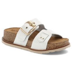 Białe Klapki Yokono Wygodne Obuwie Damskie. Białe klapki damskie Yokono, na lato, bez wzorów, ze skóry, eleganckie, bez obcasa, bez zapięcia. Za 239.00 zł.