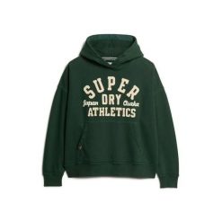 Damska bluza oversize z kapturem Superdry Athletic Essentials. Zielone bluzy damskie Superdry, bez wzorów, bez ramiączek, z kapturem. Za 332.10 zł.