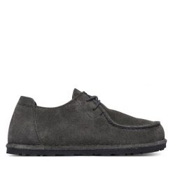 Półbuty Birkenstock. Szare półbuty damskie Birkenstock, bez wzorów, bez obcasa, na płaskiej podeszwie, bez zapięcia. Za 719.99 zł.