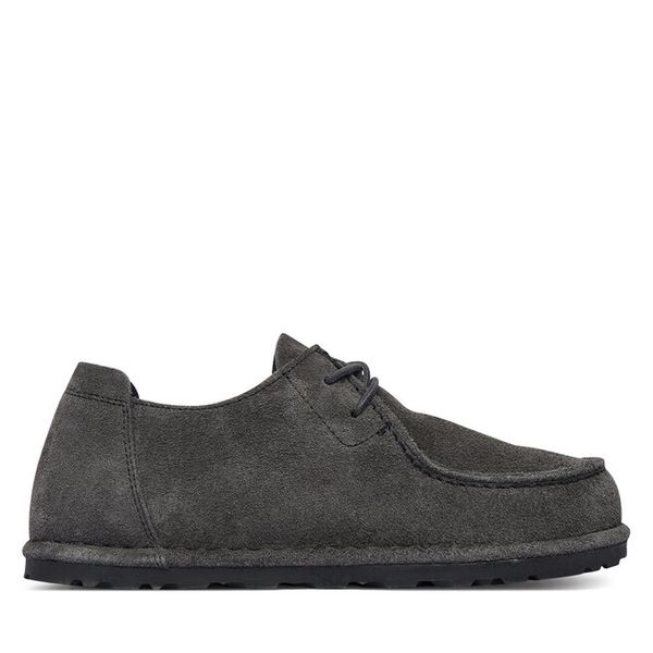 Półbuty Birkenstock. Szare półbuty damskie Birkenstock, bez wzorów, bez obcasa, na płaskiej podeszwie, bez zapięcia. Za 615.99 zł.