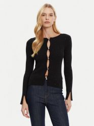 Guess Kardigan W5RR17 Z34O0 Czarny Classic Fit. Czarne kardigany damskie Guess, m, z aplikacjami, z wiskozy, bez kołnierzyka. Za 299.99 zł.