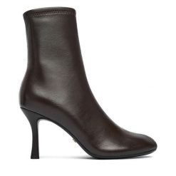 Botki GINO ROSSI. Brązowe botki damskie Gino Rossi, bez wzorów, bez obcasa, na szpilce, bez zapięcia. Za 479.99 zł.