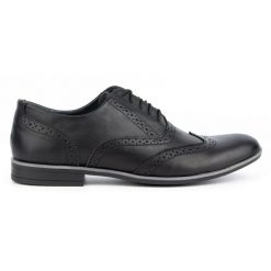 Olivier Buty wizytowe skórzane Brogsy 306GT czarne. Czarne buty wizytowe męskie bez wzorów, ze skóry, bez obcasa, bez zapięcia. Za 319.69 zł.