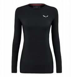 Bluza termoaktywna damska Salewa Cristallo Warm Amr L/S Tee - black out. Czarne bielizna sportowa damska Salewa, l, bez wzorów, bez ramiączek, bez kaptura. Za 494.00 zł.