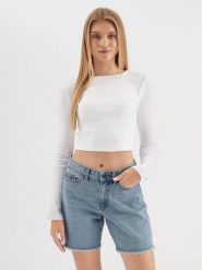 Noisy May Bluzka Maya 27027280 Biały Slim Fit. Białe bluzki damskie Noisy May, m, bez wzorów, z bawełny, bez kołnierzyka, bez ramiączek. Za 49.99 zł.