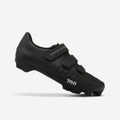 Buty rowerowe MTB Rockrider Race 700. Czarne buty sportowe męskie ROCKRIDER, bez wzorów, z nylonu, bez zapięcia, rowerowe. Za 289.99 zł.