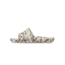 Klapki unisex Crocs Classic Marbled Slide. Brązowe klapki damskie Crocs, na lato, bez wzorów, z materiału, bez obcasa, bez zapięcia. Za 222.00 zł.