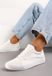 Białe Tenisówki z Boczną Naszywką Simeris. Białe trampki i tenisówki damskie Renee, z aplikacjami, bez zapięcia. Za 74.99 zł.