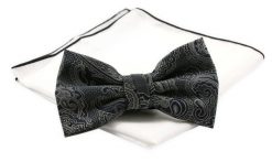 Mucha Męska z Białą Poszetką - Chattier - Kolor Stalowy z Granatem. Niebieskie krawaty i muchy Chattier, bez wzorów, z mikrofibry, eleganckie. Za 59.00 zł.