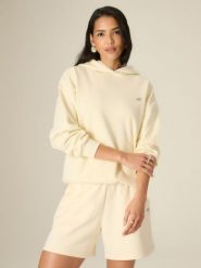 4F Bluza dresowa loose z kapturem damska - żółta M. Żółte bluzy damskie 4F, m, bez wzorów, z dresówki, sportowe, bez ramiączek, z kapturem. Za 159.99 zł.