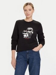 KARL LAGERFELD Bluza A4W20045 Czarny Regular Fit. Czarne bluzy damskie KARL LAGERFELD, m, bez wzorów, z bawełny, bez ramiączek, bez kaptura. Za 549.99 zł.