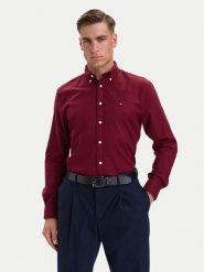 Tommy Hilfiger Koszula Flannel Solid MW0MW40469 Bordowy Regular Fit. Czerwone koszule męskie Tommy Hilfiger, l, bez wzorów, z bawełny, bez kołnierzyka, bez ramiączek. Za 369.99 zł.