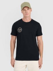 4F T-shirt regular z nadrukiem męski - czarny XXL. Czarne koszulki sportowe męskie 4F, m, bez wzorów, z bawełny, bez ramiączek. Za 49.99 zł.