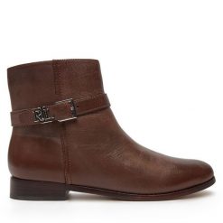 Botki LAUREN RALPH LAUREN. Brązowe botki damskie Lauren Ralph Lauren, bez wzorów, bez obcasa, na płaskiej podeszwie, bez zapięcia. Za 999.99 zł.