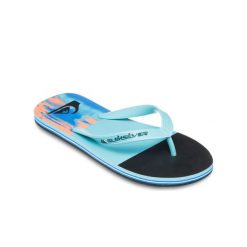 Klapki dla Mężczyzn MOLOKAI STRIPE 25. Niebieskie klapki męskie Quiksilver, bez wzorów, z gumy, bez zapięcia. Za 99.99 zł.