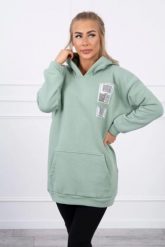 Bluza z kapturem z naszywkami ciemno miętowa. Zielone bluzy damskie KESI, l, z aplikacjami, z bawełny, bez ramiączek, z kapturem. Za 278.10 zł.
